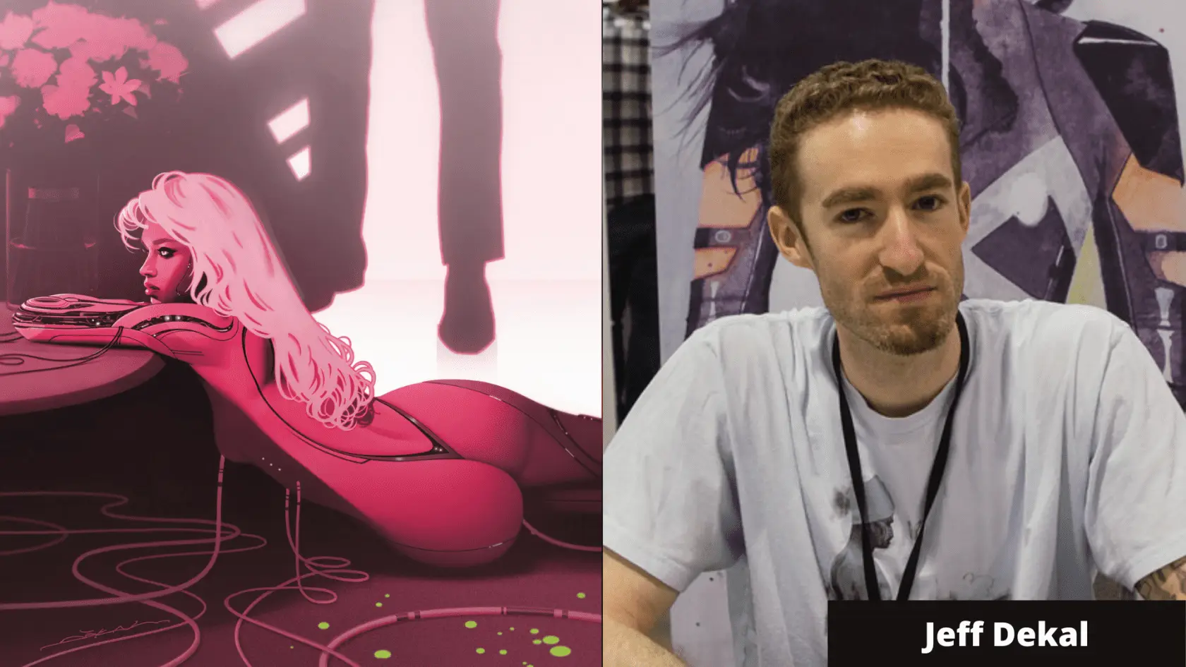 Scene from Red Light with portrait of Jeff Dekal