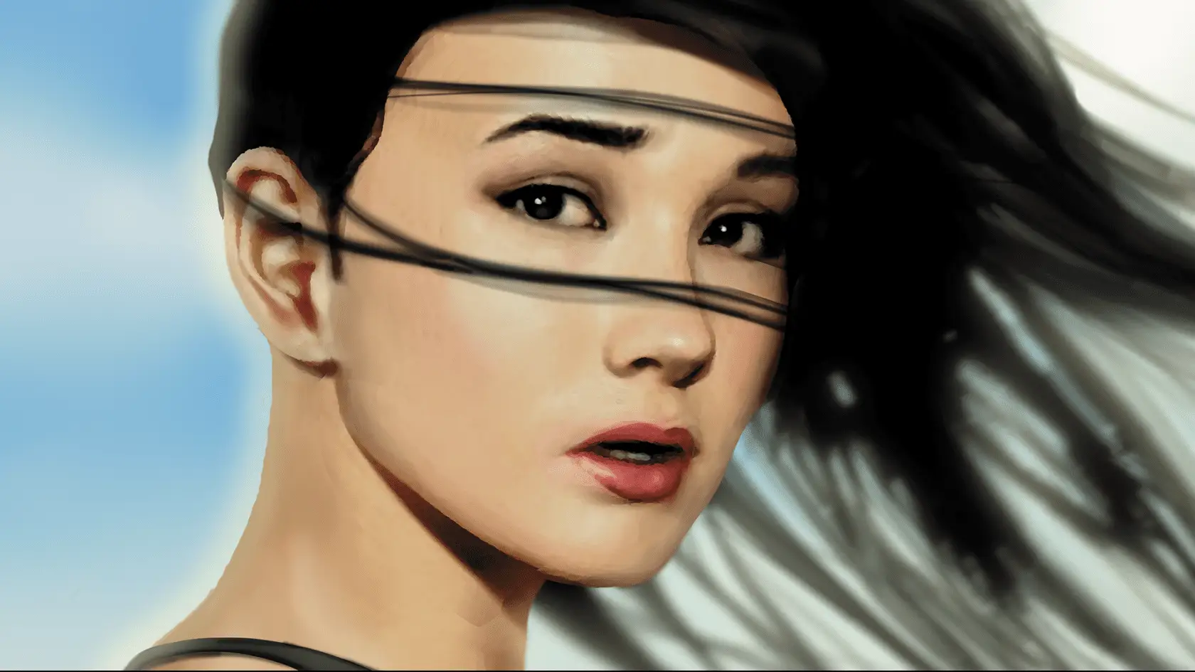 Scene from Moths featuring woman looking ahead