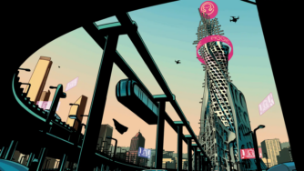 A futuristic cityscape