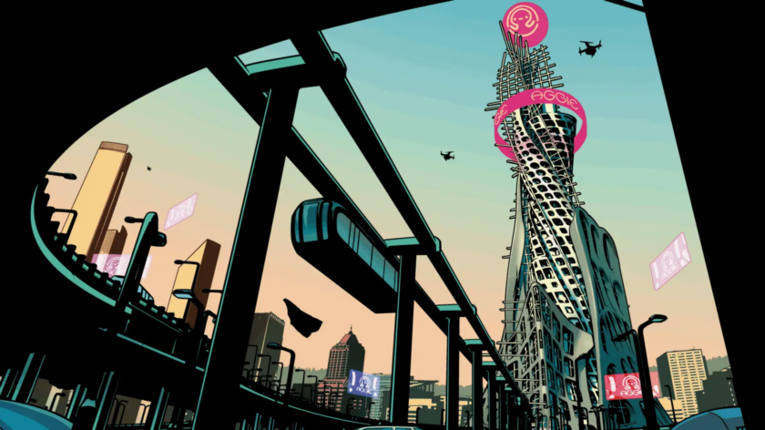 A futuristic cityscape